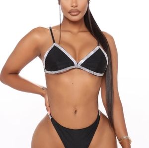 Glitz rhinestone trim bikini 2 piece
